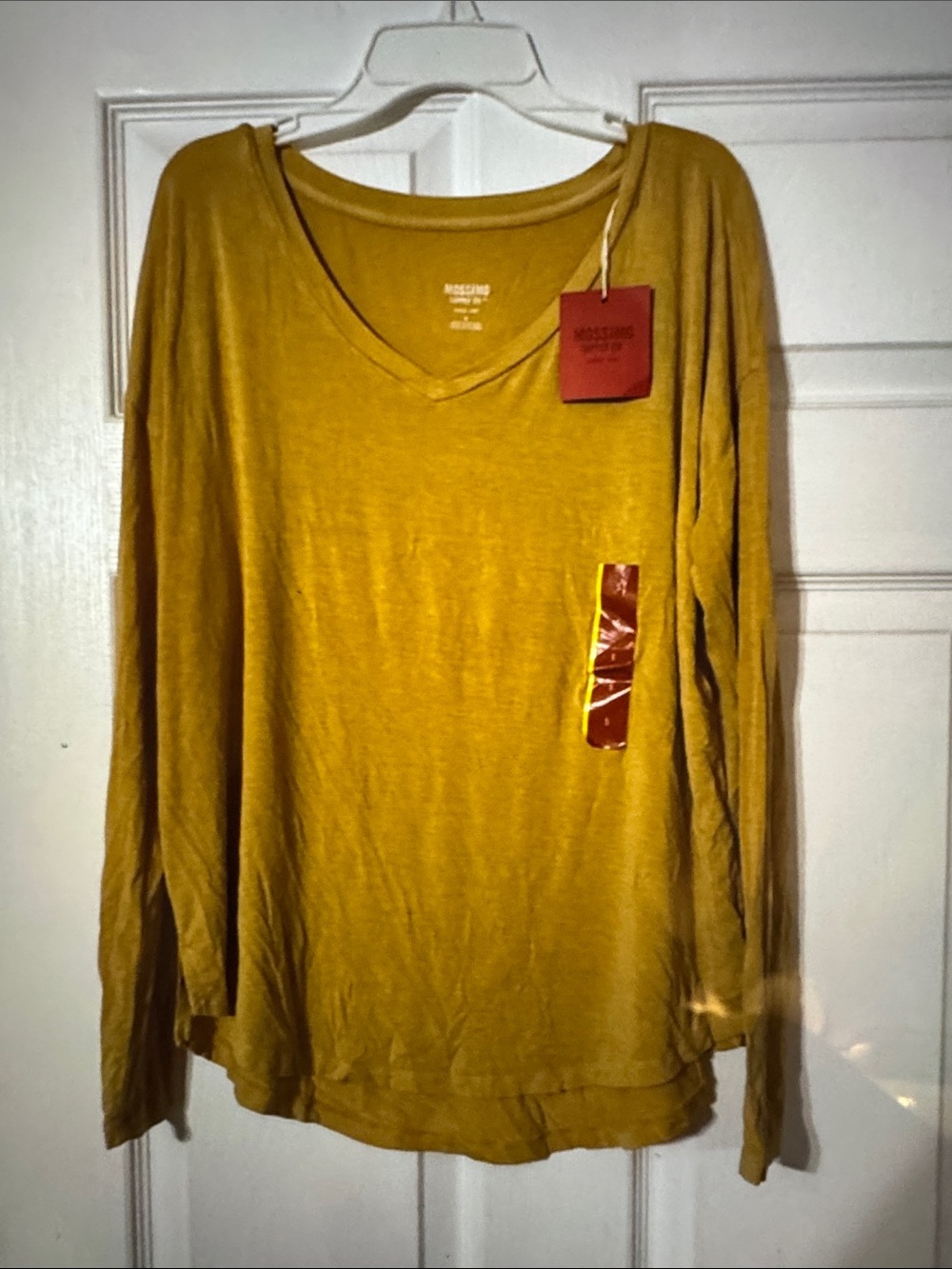 Mossimo Supply Co. Mustard Yellow V-Neck Long Sleeve Top